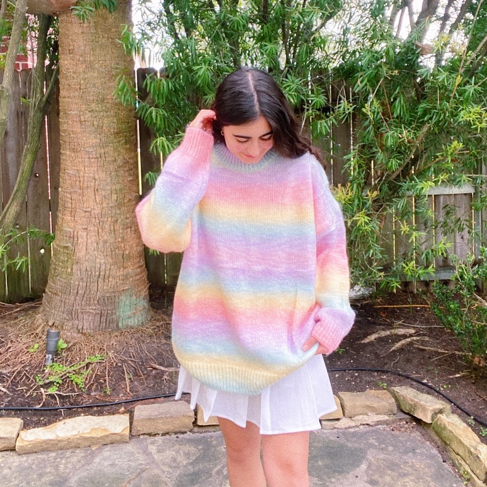 Oversized rainbow sweater